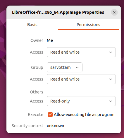 LibreOffice Appimage Permission