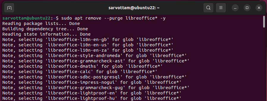 Remove LibreOffice in Ubuntu