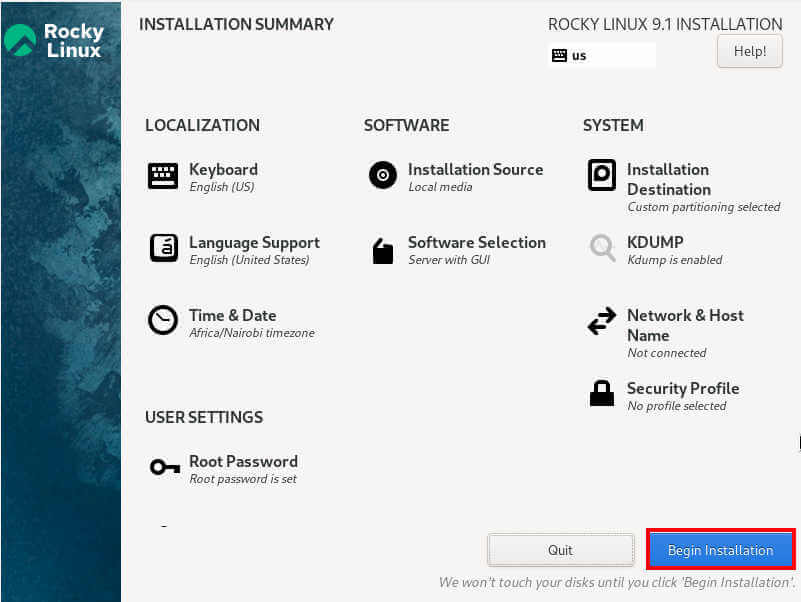 Begin Rocky Linux Installation