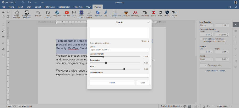 Custom request parameters in the ChatGPT plugin