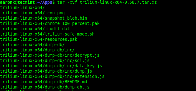 Extraire les fichiers tar.xz sous Linux