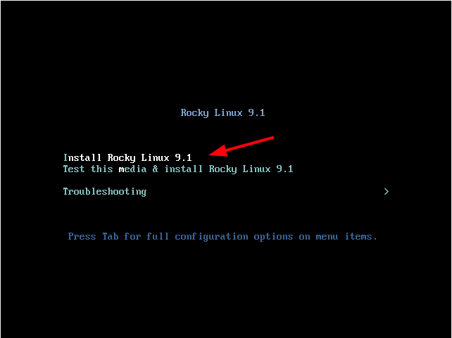 Rocky Linux Install Menu