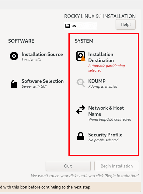 Rocky Linux System Settings