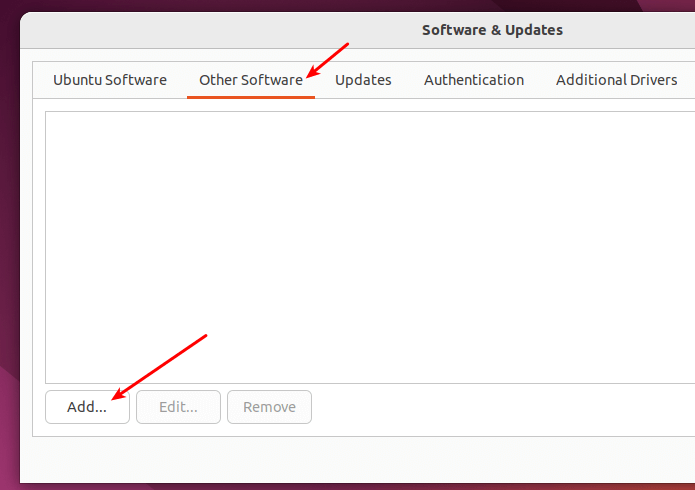 Software & Updates Window