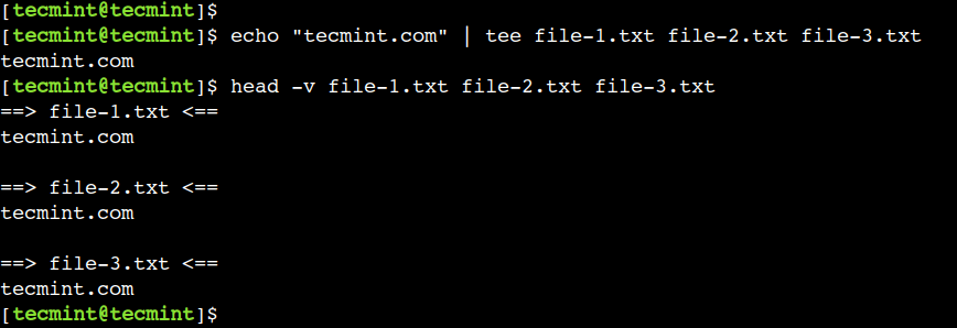 Write Output to the Multiple Files in Linux
