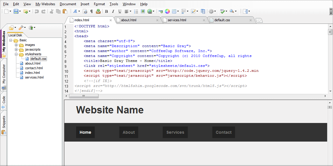 CoffeeCup HTML Editor