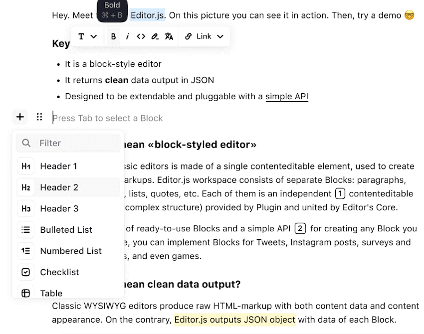 Editor.js - Block-Style Editor
