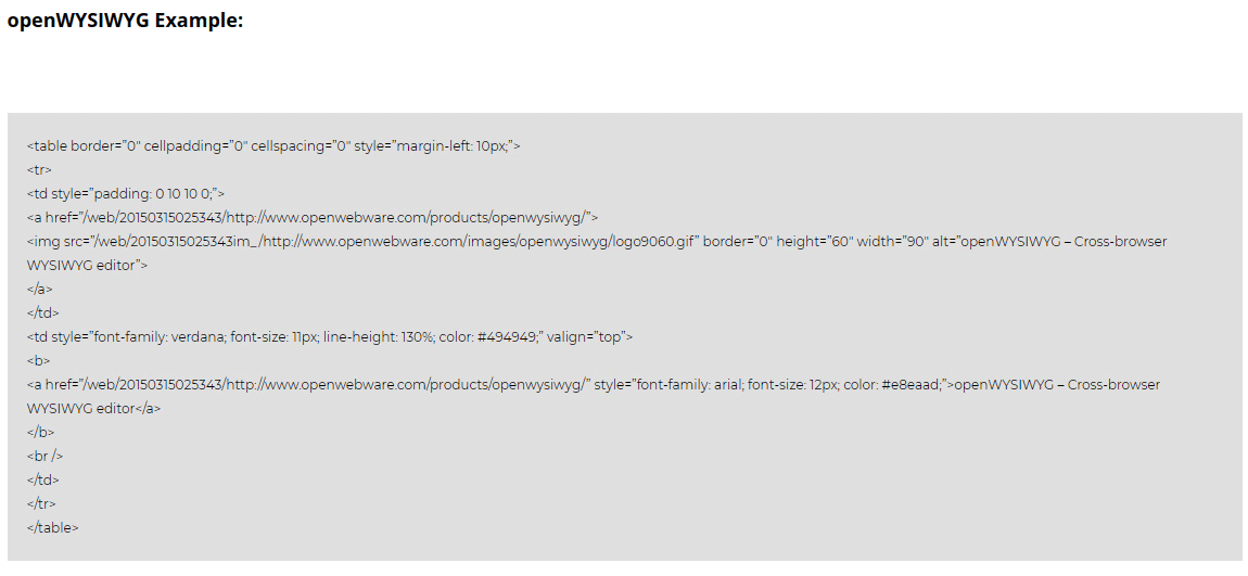 Open WYSIWYG Html Editor