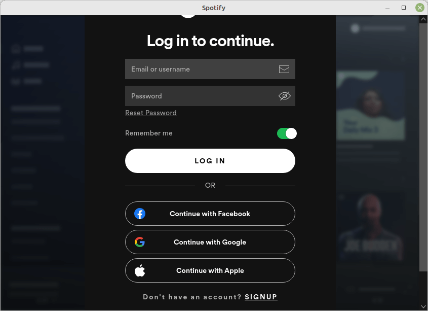 Spotify Login Options