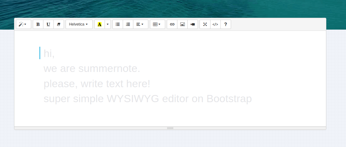 Summernote - Simple Editor on Bootstrap