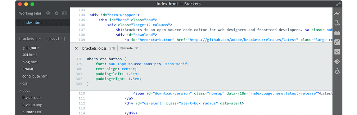 Brackets - Source Code Editor