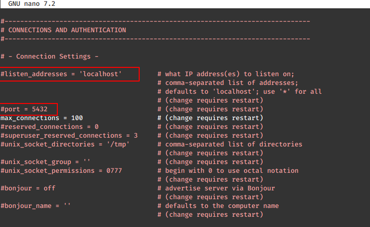 Configure PostgreSQL Port