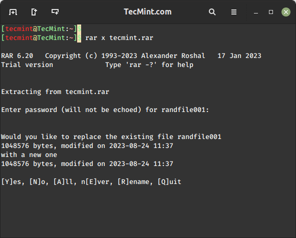 Extract Password Protected RAR File