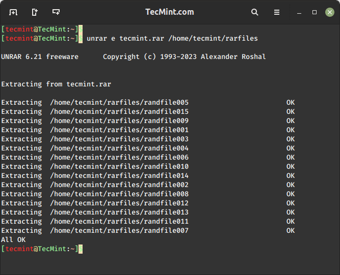 Extracting RAR Files to Directory