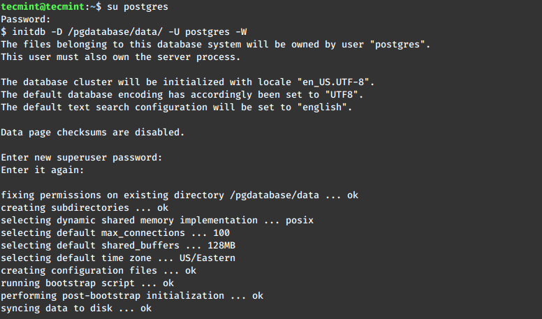 Initialize PostgreSQL Database