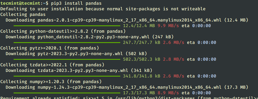 Install Python Pandas in Linux