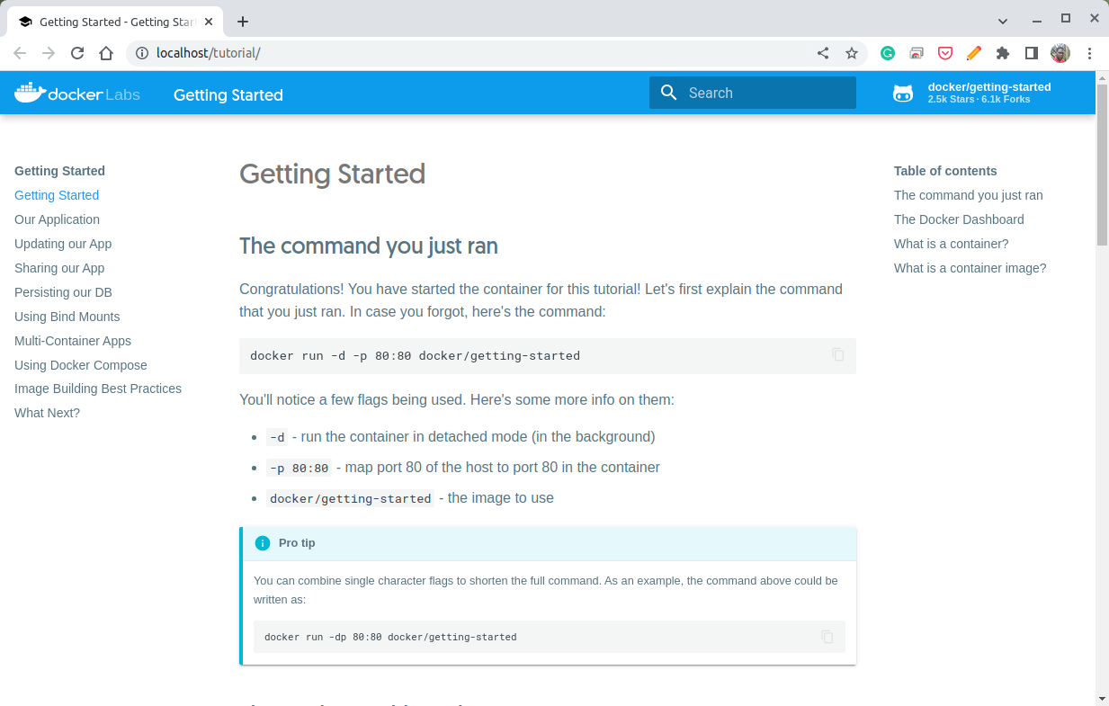 Site Running in Container