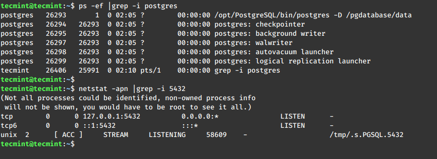 Verify PostgreSQL Service