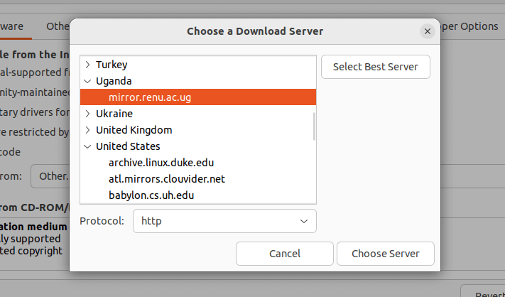 Choose a Download Server