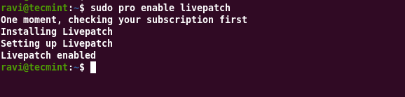 Activating Livepatch with Ubuntu Pro