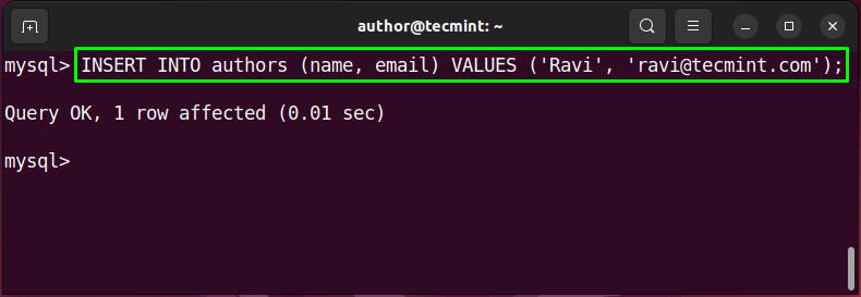 Insert Single Record Into Table