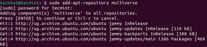 Install Multiverse Repository in Ubuntu