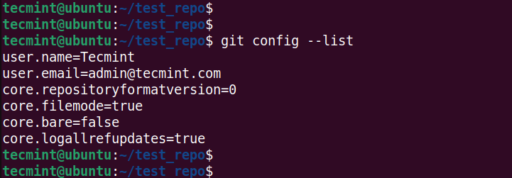 List Git Config Settings