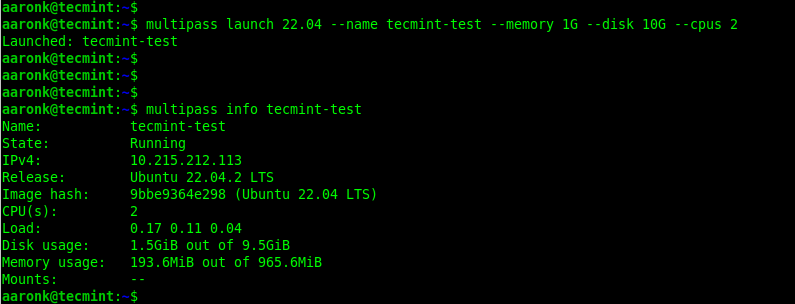 Multipass - Run Instance with Settings