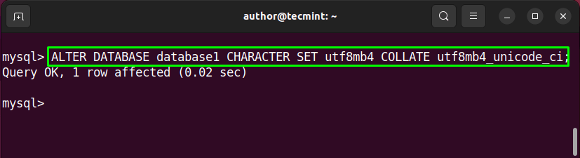 MySQL ALTER DATABASE Query