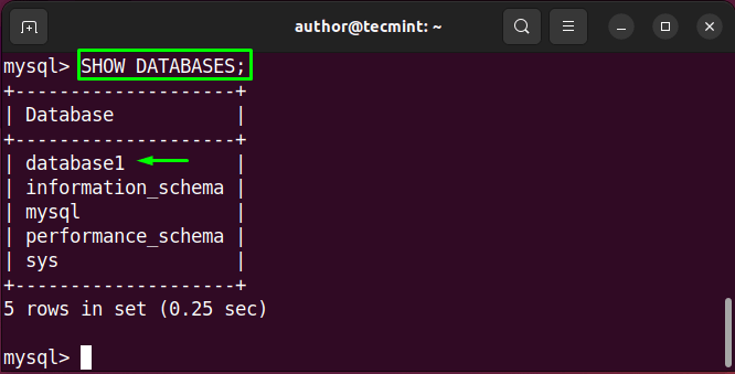 MySQL SHOW DATABASE Query