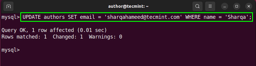 MySQL UPDATE Query