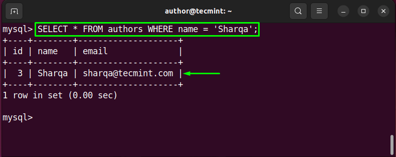 Select Specific Record From Table