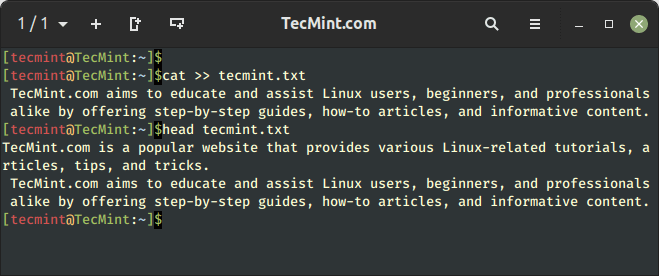 Append Text to End of File in Linux
