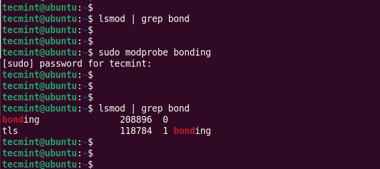 Check Bonding in Ubuntu