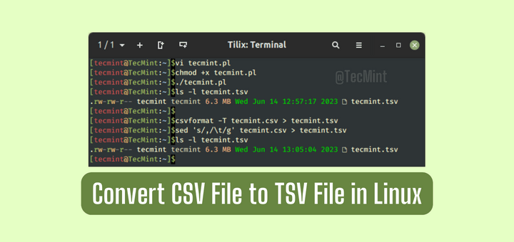 Convert CSV File to TSV File in Linux