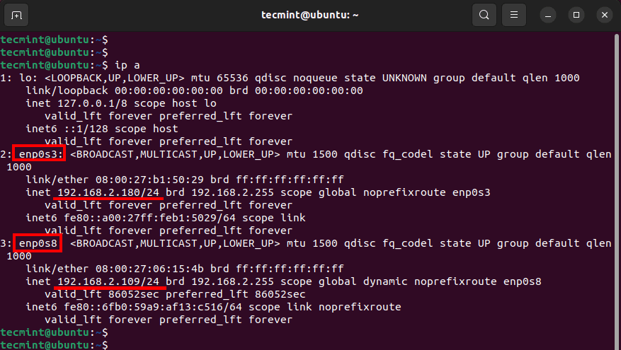 List Network Interfaces in Ubuntu