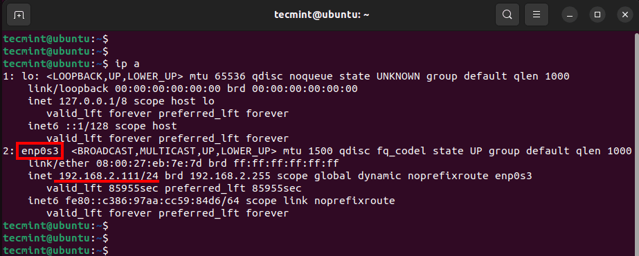 List Network Interfaces on Ubuntu