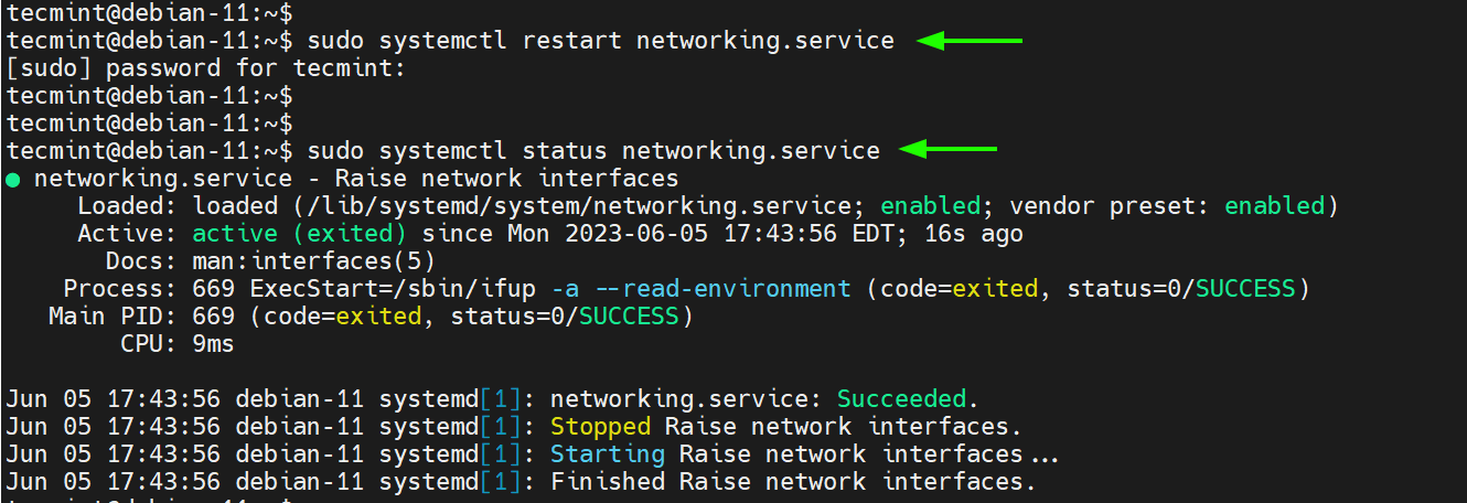 Start Network in Debian