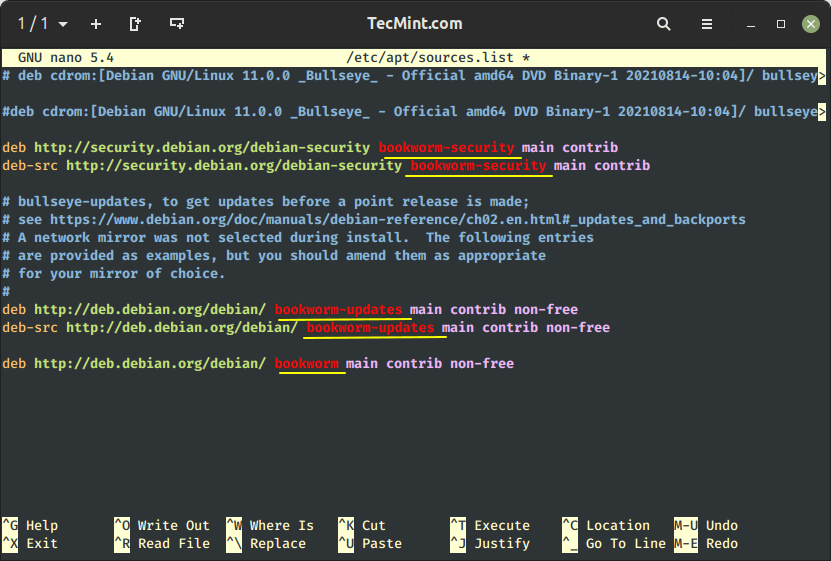 Update Debian Sources File