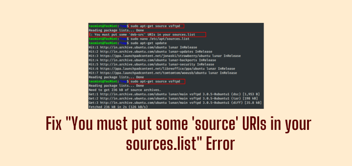 Fix 'deb-src' URIs in your sources.list Error