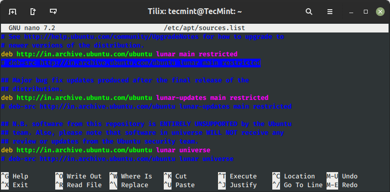 Ubuntu Sources List File