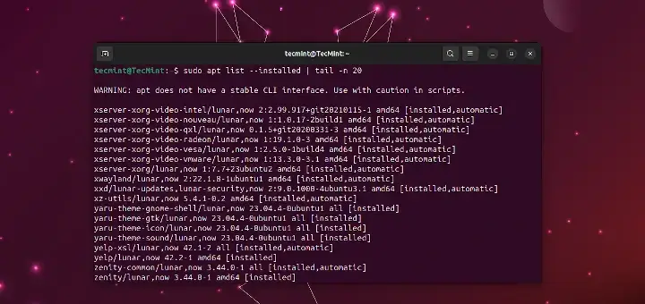 Uninstall Recently Installed Packages in Ubuntu