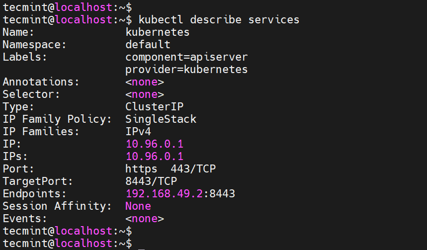 List Details of Service in Pods