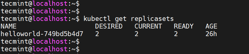 View ReplicaSets on Cluster