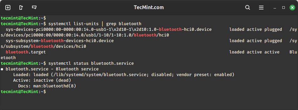 Check Bluetooth in Linux