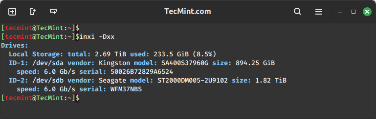 Find Serial Number of Storage Device