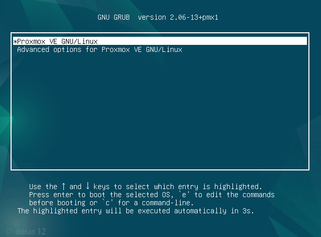 Proxmox VE Grub
