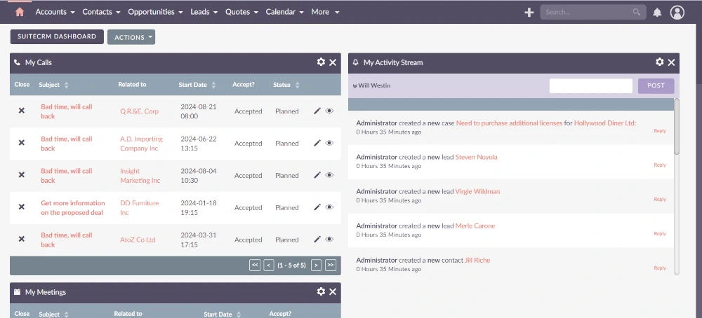 SuiteCRM Interface