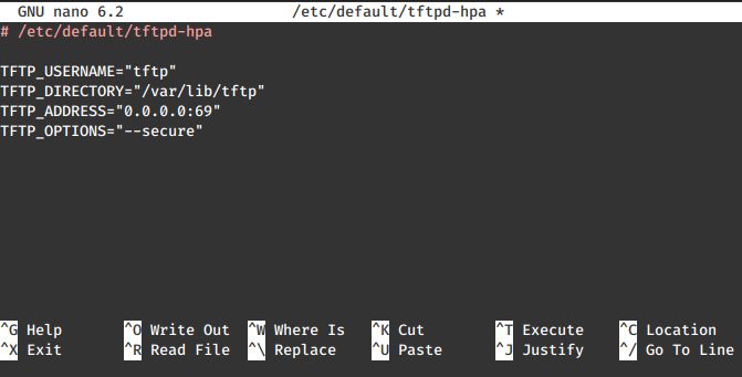 TFTP Server Configuration