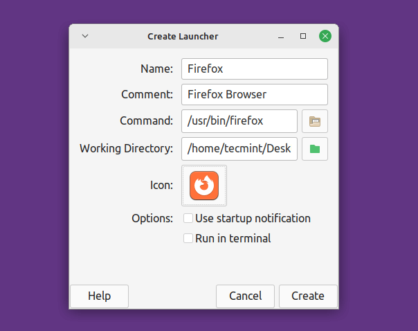 Create Desktop Launcher